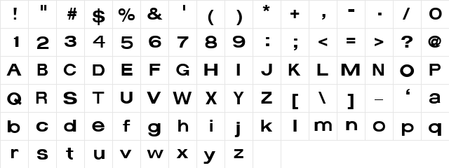 CheapSignage Standard  glyph index