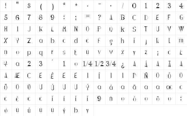 Lepinado Line Regular  glyph index