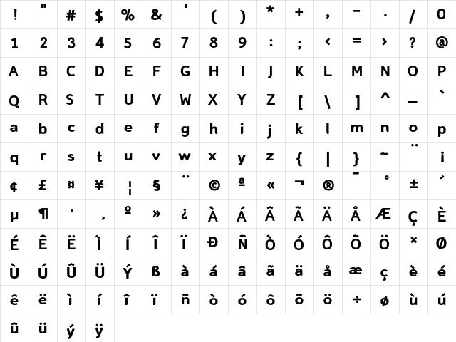 Domestos98 Black  glyph index