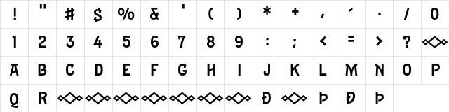 Epitaph Regular  glyph index