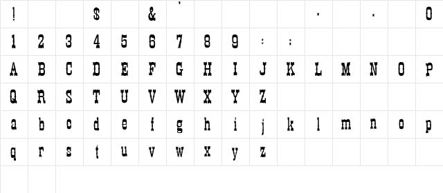 Townsend Regular  glyph index
