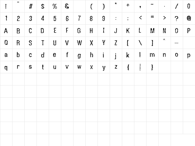 Dont Walk Run Regular  glyph index