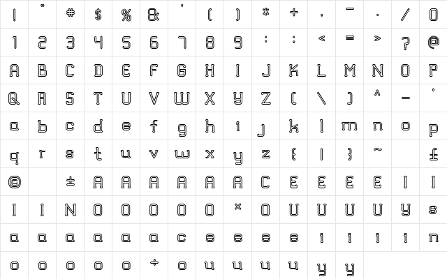 TRUMANS Outline  glyph index