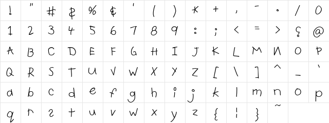 Scrap Kids Regular  glyph index