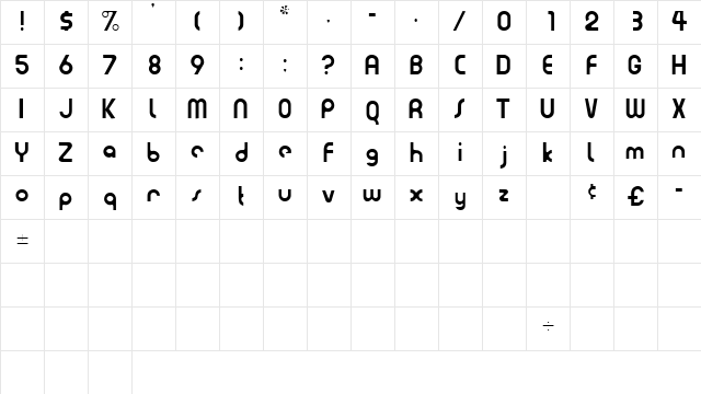 EviaSSK Regular  glyph index