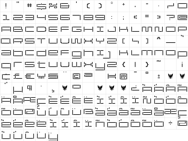 ReversionBroken Light  glyph index