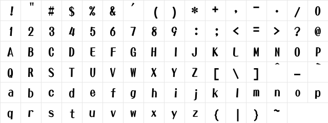 DFPOP3W12U-B5 Regular  glyph index