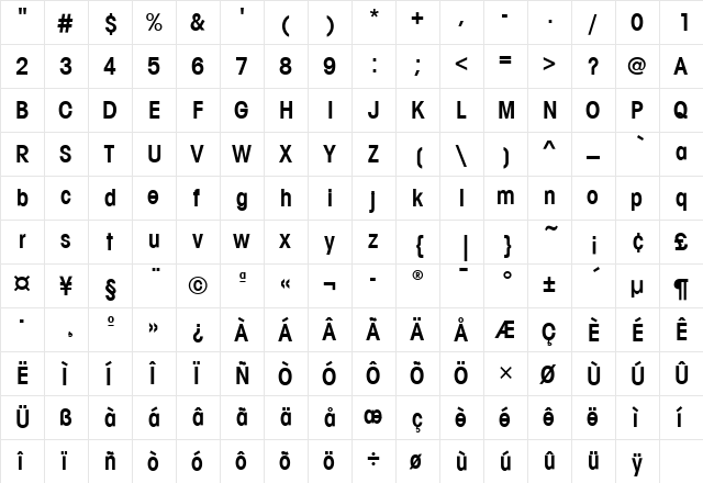 AvantGardeCdITC Demi  glyph index