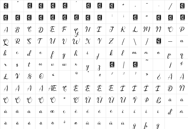Qonitya Regular  glyph index