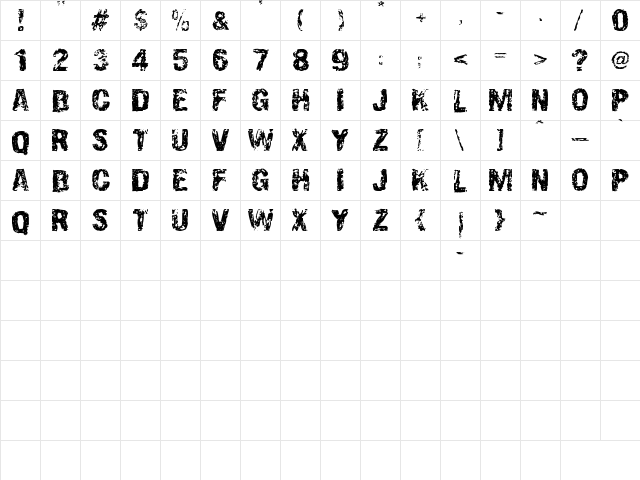 Overprint DSG Regular  glyph index