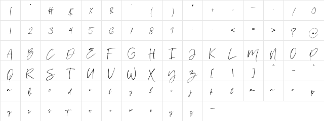 romanthica Regular  glyph index
