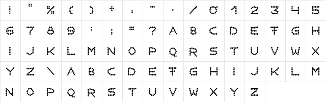 Perlenkette Regular  glyph index