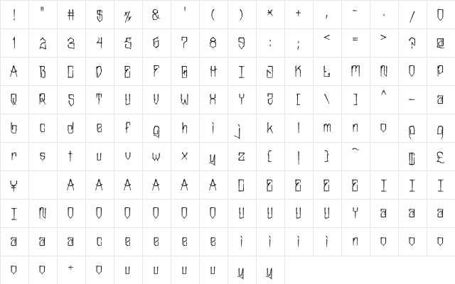 MarkerNo3HUN Rough III Bold  glyph index