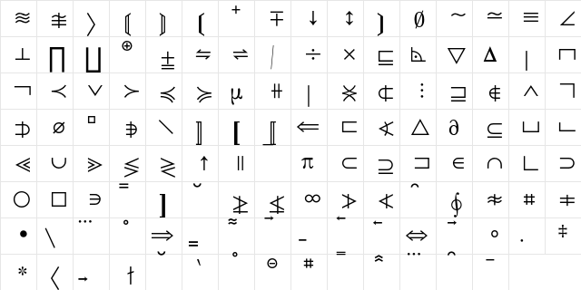 Mathematical Pi 1 BQ Regular  glyph index