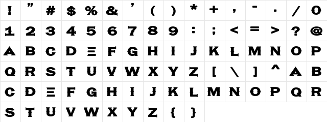 Hassified Regular  glyph index
