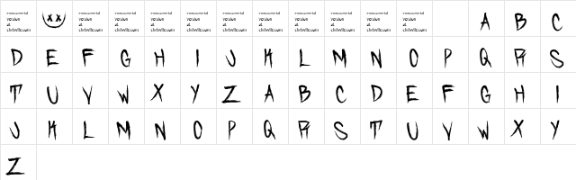 Skidmarked Regular  glyph index