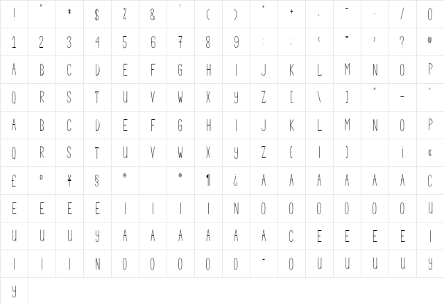 Farmilia - PERSONAl Regular  glyph index