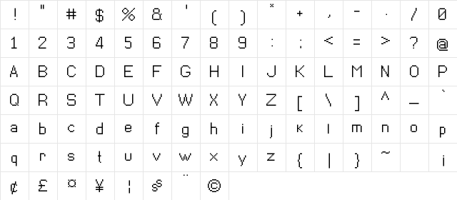 Pixel-Life Life  glyph index