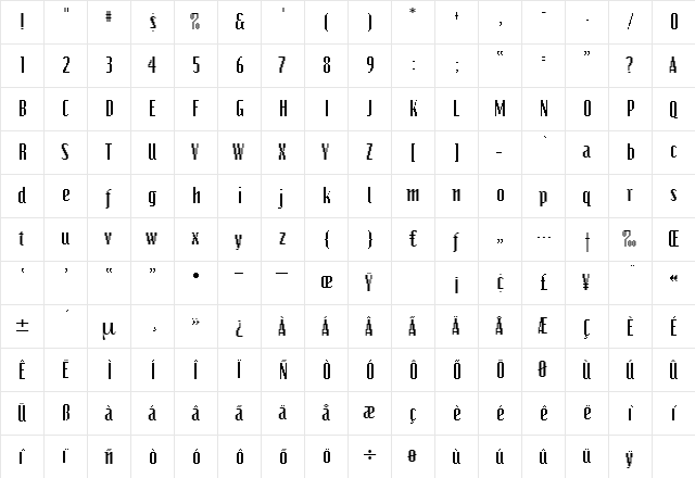 Maryland Regular  glyph index