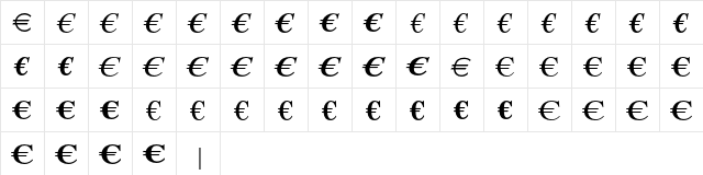 EuroSerifEF Two  glyph index