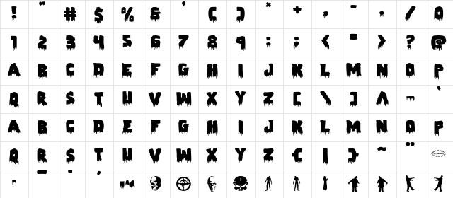 Zombie Control Expnaded Expnaded  glyph index