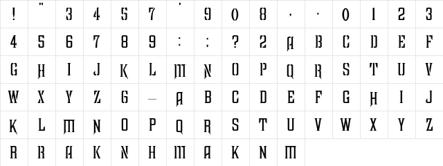FarquharsonFree Regular  glyph index
