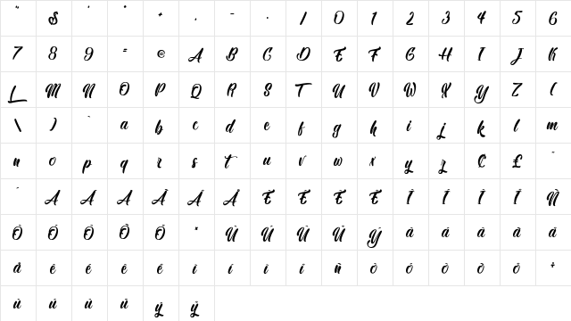 Black Party Regular  glyph index