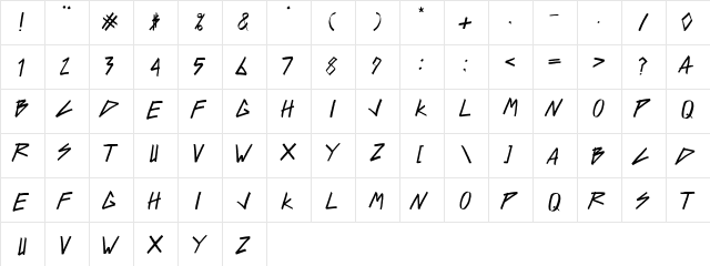 ReFf dEvIl Regular  glyph index