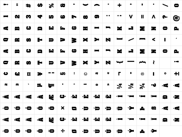 Aachen2048 Regular  glyph index