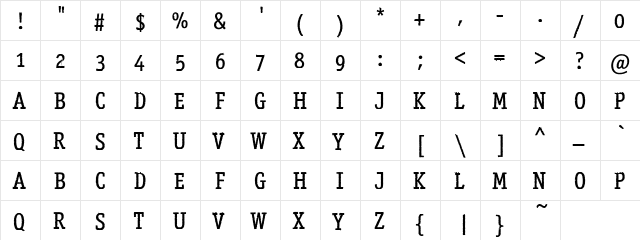 Food Secret regular  glyph index