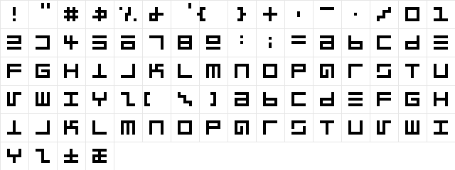 EppsEvans Regular  glyph index