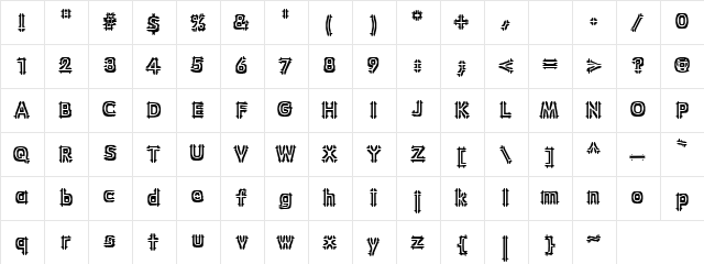 Invincible Regular  glyph index