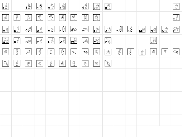LD Sign Regular  glyph index
