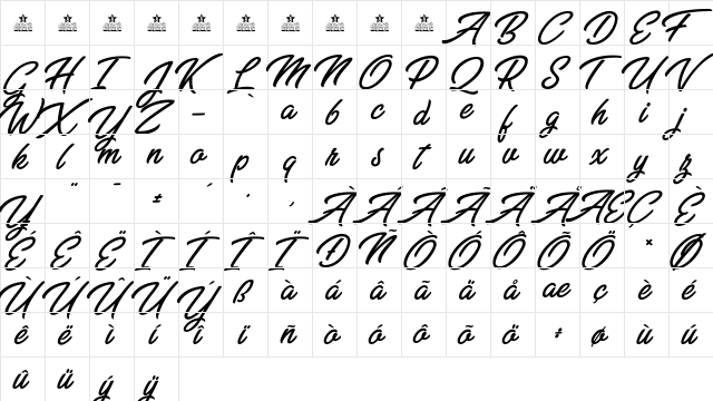 Zabritzkyes Personal Use Regular  glyph index
