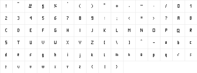 Yrael Oldschool Regular  glyph index