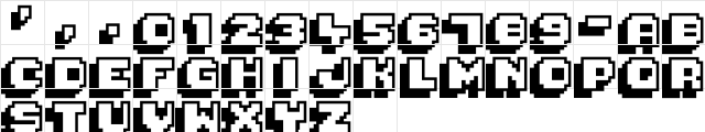 Pixelmania Regular  glyph index