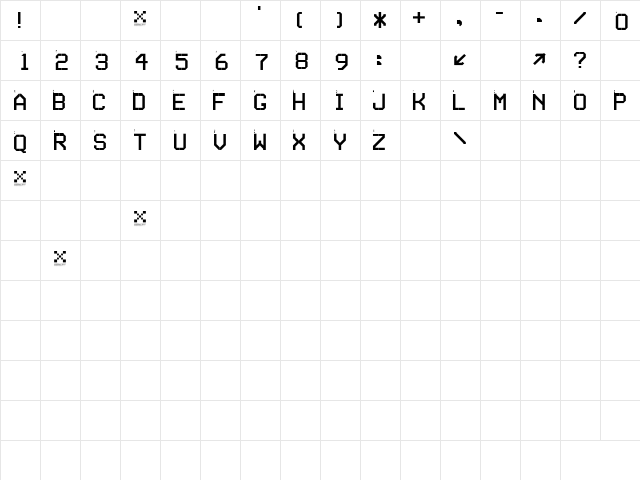 SERIESA Regular  glyph index