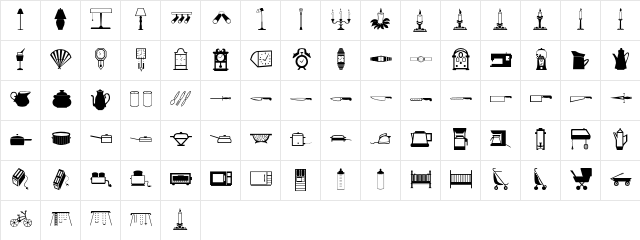 Household Regular  glyph index