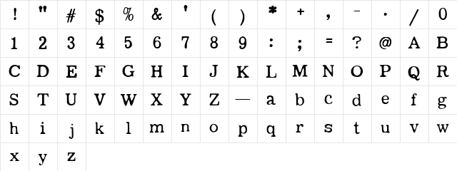 01196f.ttf Regular  glyph index