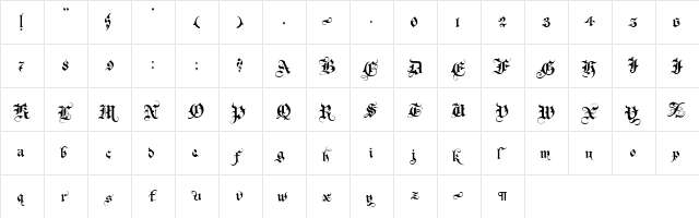 CallifontsE44PostScript Regular  glyph index