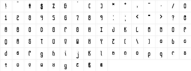 Queasy (BRK) Regular  glyph index