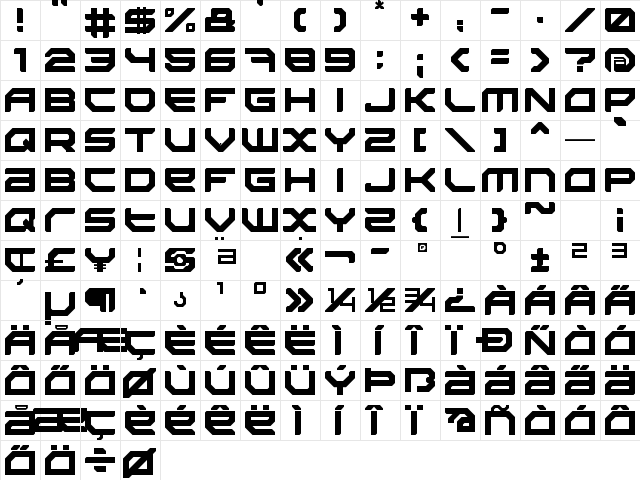 Sector 034 Regular  glyph index