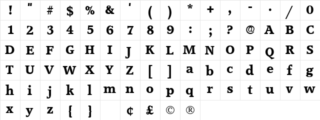 Conso Display SSi Regular  glyph index