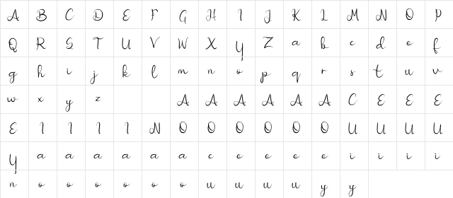 Nicollia DEMO Regular  glyph index