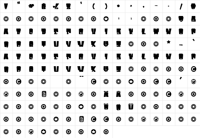 DepressiveManic Regular  glyph index