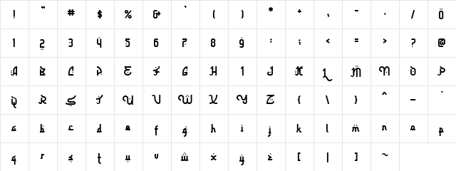 Tharwat Regular  glyph index