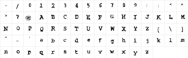 Grubby Regular  glyph index