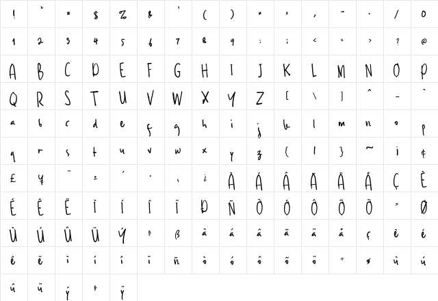Ameliana Two Regular  glyph index