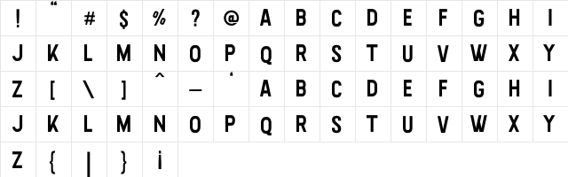 Highstories Sans Regular  glyph index