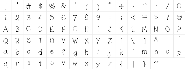 LD Slash Serif Regular  glyph index